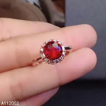 KJJEAXCMY изысканные ювелирные изделия натуральный красный топаз стерлингового серебра 925 пробы новое женское кольцо поддержка теста красивое