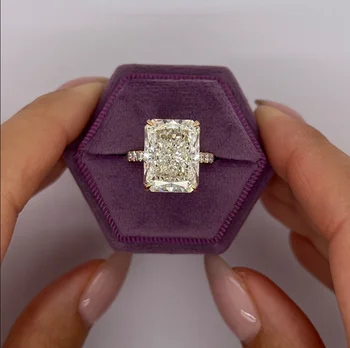 Обручальное кольцо с бриллиантом, выращенным в лаборатории, из желтого золота 14 Карат, 5-Каратное кольцо с CVD-бриллиантом, Обручальное кольцо с лабораторным бриллиантом Halo Ring IGI