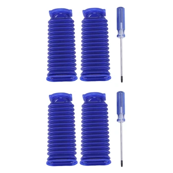 4X Барабанные всасывающие Синие шланговые фитинги для пылесоса Dyson V7 V8 V10 V11 Запасные части С отверткой