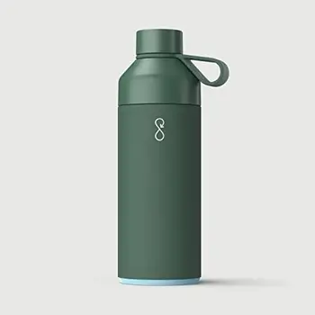 Многоразовая бутылка для воды для напитков из переработанной нержавеющей стали - Экологичная и многоразовая - Forest Green - 1 л