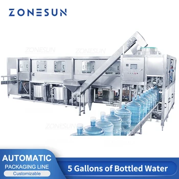 ZONESUN ZS-AFMW 900 б/ч, Машина для розлива воды в бутылки из ПЭТ Объемом 5 галлонов, Линия для герметизации Упаковочной линии Массового производства