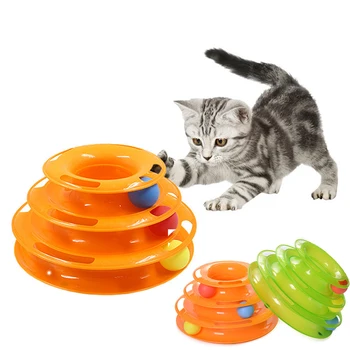 Уровни игрушечная башня для домашних кошек Треки Дисковый Интеллект кошки Развлечения трехдисковые игрушки для кошек мяч Тренировочная тарелка для развлечений Принадлежности для кошек