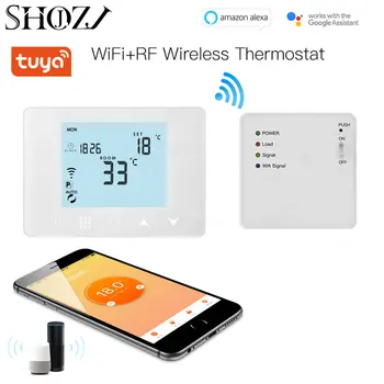 Беспроводной WiFi и RF Термостат для отопления газовой котельной Дистанционный умный регулятор температуры Работает с Google Home Alexa SHOJZJ