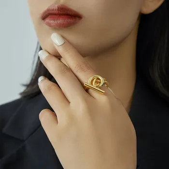 Преувеличенный Индивидуальный дизайн, Кольца на палец с пряжкой, Женские Необычные Кольца с цепочкой Золотого, Серебряного Цвета, Ювелирные изделия, подарок для девочек