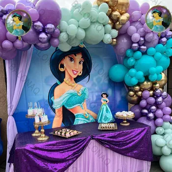 1 Комплект Disney Аладдин Принцесса Жасмин Тематический Комплект Для Гирлянды Из воздушных шаров с Аркой, Украшения Для Вечеринки в честь Дня рождения, Фиолетовые принадлежности для Душа ребенка